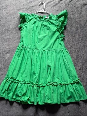 House of Harlow 1960 Zoey Ruffle Tiered Mini Dress 100% Cotton Emerald Green Sml